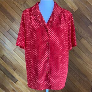 Vintage 90s Red Short Sleeve Polka Dot Top